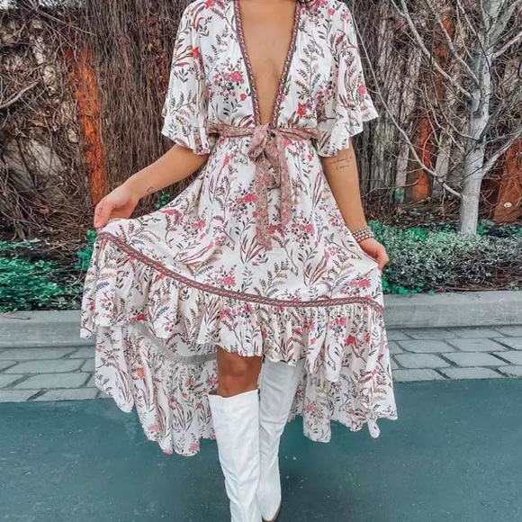 SOLD OUT Boho Floral Lavender Fields Cut Out Maxi Dress - Picture 7 of 11